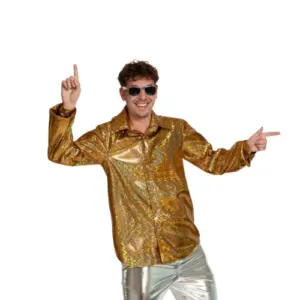 Shiny Disco Shirt Goud - L