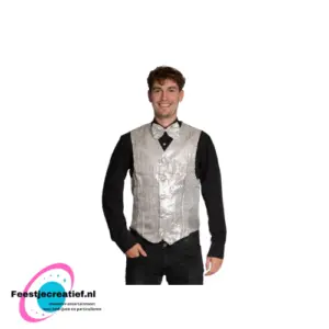 Gilet + Strik Zilver - L