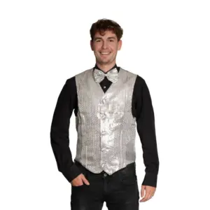 Gilet + Strik Zilver - XXL