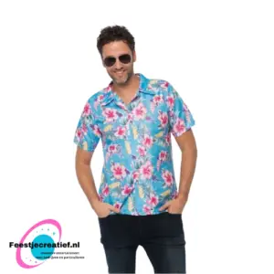 Hawai shirt Deluxe Blauw - M