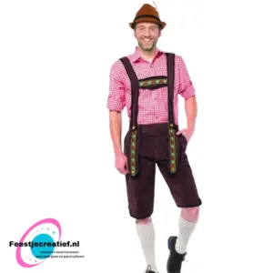 Lederhose Johann donkerbruin lang L