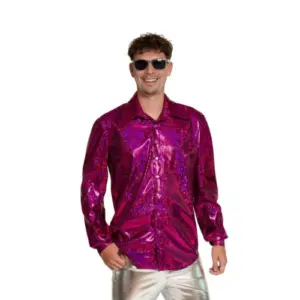 Shiny Disco Shirt Fuchsia - XXL