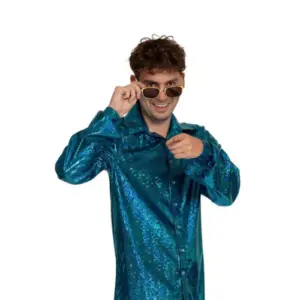 Shiny Disco Shirt Turquoise – L