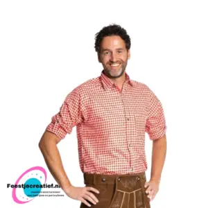 Trachtenhemd Rood Geblokt - XL