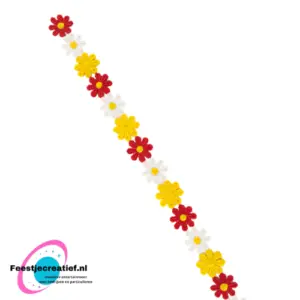 Bloemetjesband 3m rood-wit-geel