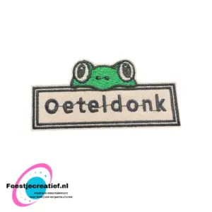 Strijkembleem oeteldonk met kikker