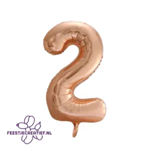 Folieballon Cijfer - 2 - Rose-goud  - 86 cm