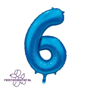 Folieballon Cijfer - 6 - donker blauw - 86 cm