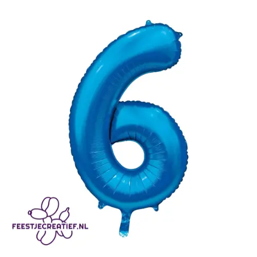 Folieballon Cijfer - 6 - donker blauw - 86 cm 1 Folieballon Cijfer - 6 - donker blauw - 86 cm