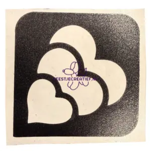 Glittertattoo sjabloon drie hartjes