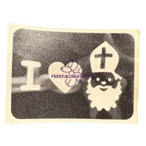 Glittertattoo sjabloon I love sinterklaas