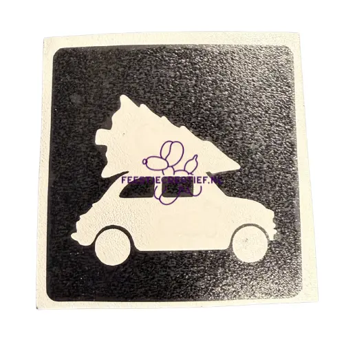 Glittertattoo sjabloon Kerstboom met auto 1 Glittertattoo sjabloon Kerstboom met auto