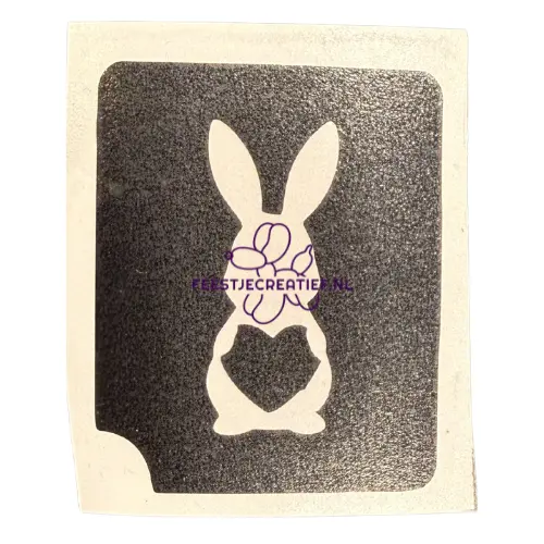 Glittertattoo sjabloon Konijn met hart 1 Glittertattoo sjabloon Konijn met hart