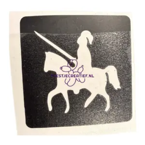 Glittertattoo sjabloon Ridder te paard 2