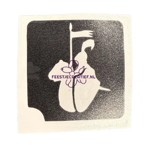 Glittertattoo sjabloon Ridder te paard 1 Glittertattoo sjabloon Ridder te paard