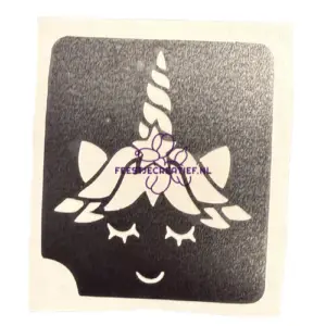 Glittertattoo sjabloon unicorn hoofd