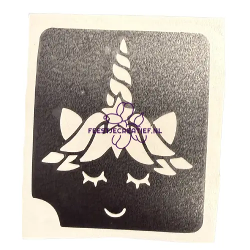 Glittertattoo sjabloon unicorn hoofd 1 Glittertattoo sjabloon unicorn hoofd
