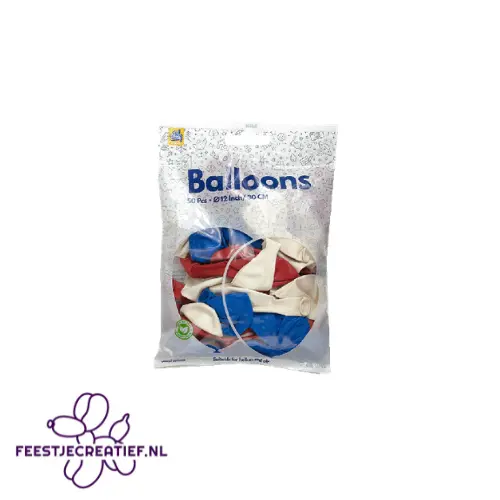 Latex ballonnen rood - wit - blauw - 50 stuks 2 Latex ballonnen rood - wit - blauw - 50 stuks - Afbeelding 2