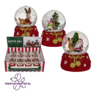 Sneeuwbol met Rendier & Kerstman
