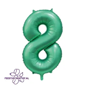 Folieballon cijfer 8 satin green, 86cm