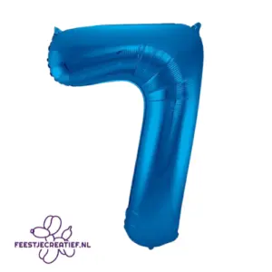 Cijferballon 7 45 Folieballon cijfer 7 satin blauw, 86cm