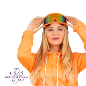 Ski bril neon oranje volwassen
