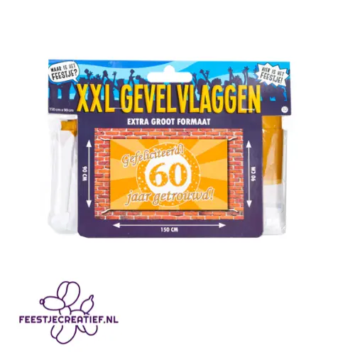 XXL Gevelvlag ' 60 jaar' (150x90cm) 2 XXL Gevelvlag ' 60 jaar' (150x90cm) - Afbeelding 2