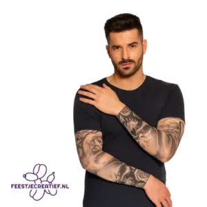 Verkleed accessoires 195 Tattoo Sleeves Skull Black White