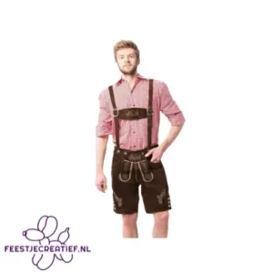 Lederhose Ralf Kort Donkerbruin – Heren – S/48 (Rundleer)