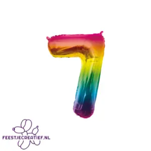 Folieballon cijfer 7 rainbow, 86cm