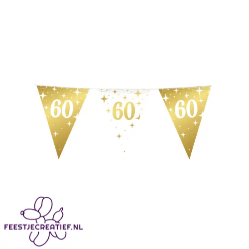 Vlaggenlijn Fancy - 60 jaar - Wit-Goud 1 Vlaggenlijn Fancy - 60 jaar - Wit-Goud