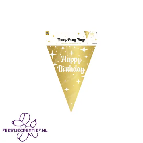 Vlaggenlijn Fancy - Happy birthday - Wit-Goud 3 Vlaggenlijn Fancy - Happy birthday - Wit-Goud - Afbeelding 3