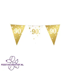 Vlaggenlijn Fancy - 90 jaar - Wit-Goud