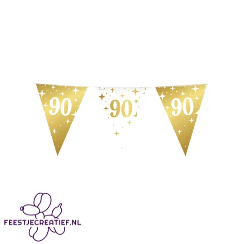 Vlaggenlijn Fancy - 90 jaar - Wit-Goud 1 Vlaggenlijn Fancy - 90 jaar - Wit-Goud