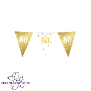 Vlaggenlijn Fancy - 80 jaar - Wit-Goud
