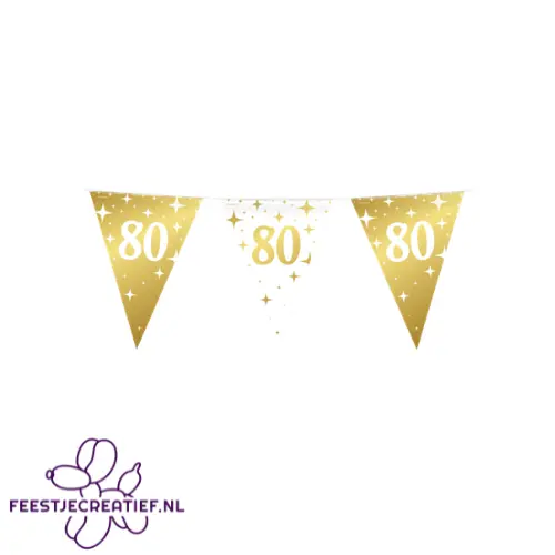 Vlaggenlijn Fancy - 80 jaar - Wit-Goud 1 Vlaggenlijn Fancy - 80 jaar - Wit-Goud