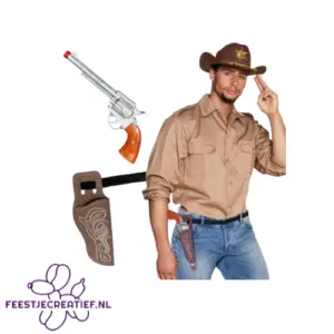 Set Cowboy (speelgoed pistool 30 cm, riem 120 cm en holster)